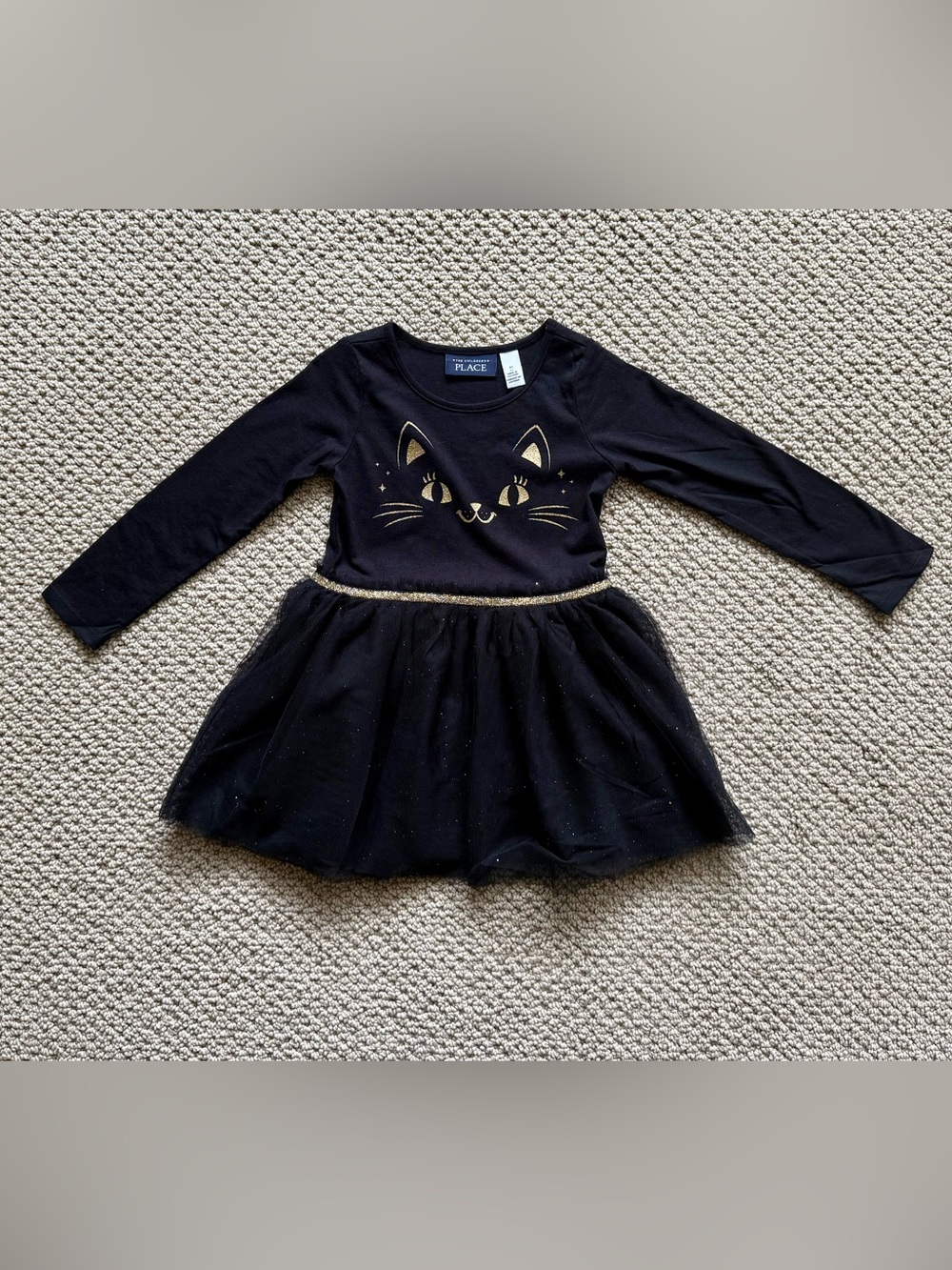 *NWT* The Children's Place Toddlers’ Black Cat Tulle Skirt Dress, Size 3T